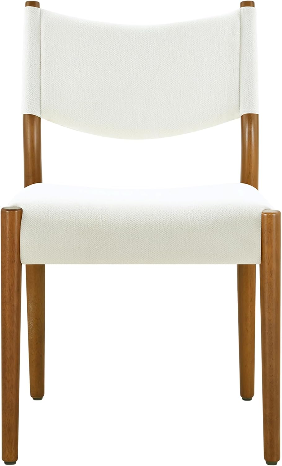 KISLOT Dining Chairs Set of 4, Ergonomic Upholstered Wood Chairs, White | Mid Century Modern Dining Room Chairs, Ergonomic Farmhouse Kitchen Chairs with Solid Rubber Wood Frame, Antique Walnut Leg