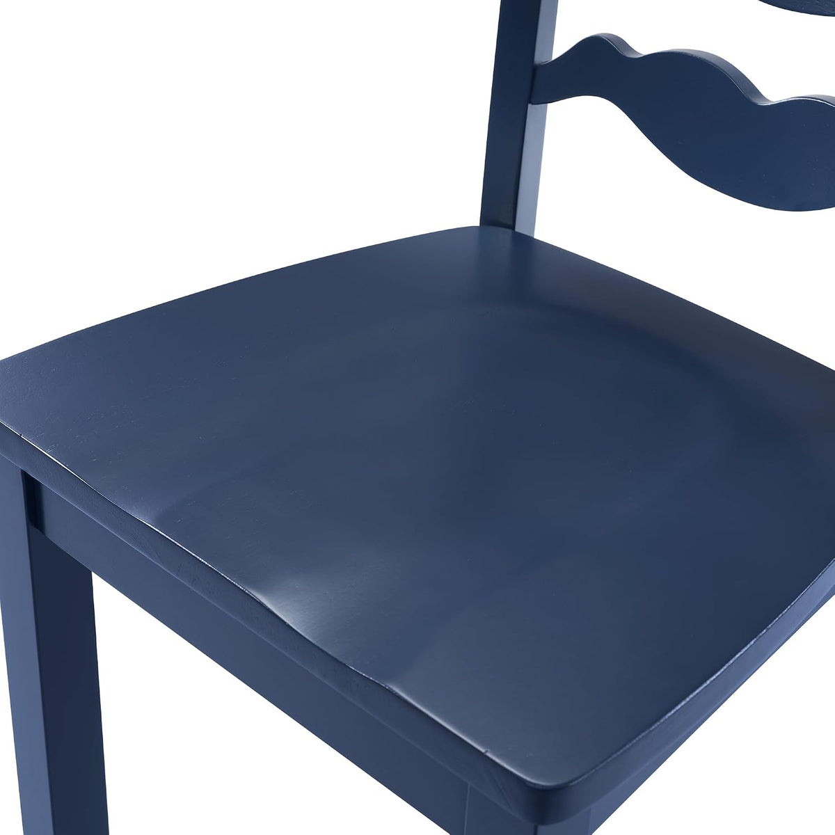 DUHOME Wood Ladder Back Chairs Set of 2,Blue- Wooden Armless Kitchen Chairs with Solid Rubber Wood Legs,Farmhouse Style Space-Saving Dining Chairs Blue