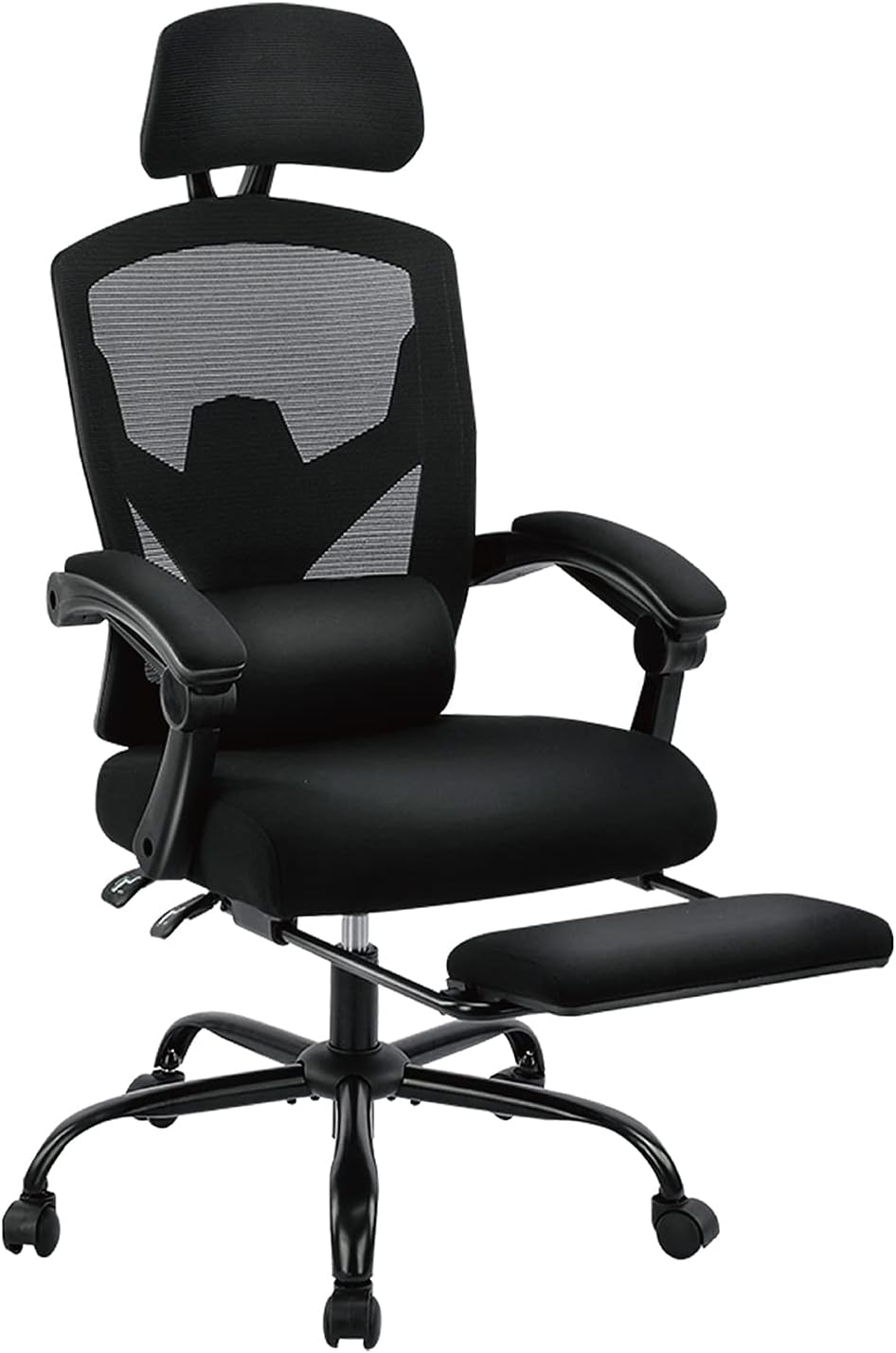 Sweetcrispy Ergonomic Office Chair, Computer Desk Chair with Lumbar Support | High-Back Mesh, 360° Rolling Work, Swivel with Wheels, Comfy Arms, Home Bedroom Study, Black