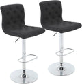 Brage Living Tufted Fabric Bar Stools Set of 2 with Back, Charcoal Black | Seat Height Adjusts 24.75"-33", Swivel Counter Height Barstools, Upholstered Airlift Bar Chairs for Kitchen Dining Cafe