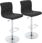 Brage Living Tufted Fabric Bar Stools Set of 2 with Back, Charcoal Black | Seat Height Adjusts 24.75"-33", Swivel Counter Height Barstools, Upholstered Airlift Bar Chairs for Kitchen Dining Cafe