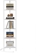 TUTOTAK 6-Tier Corner Bookshelf with LED Light, Corner Shelf