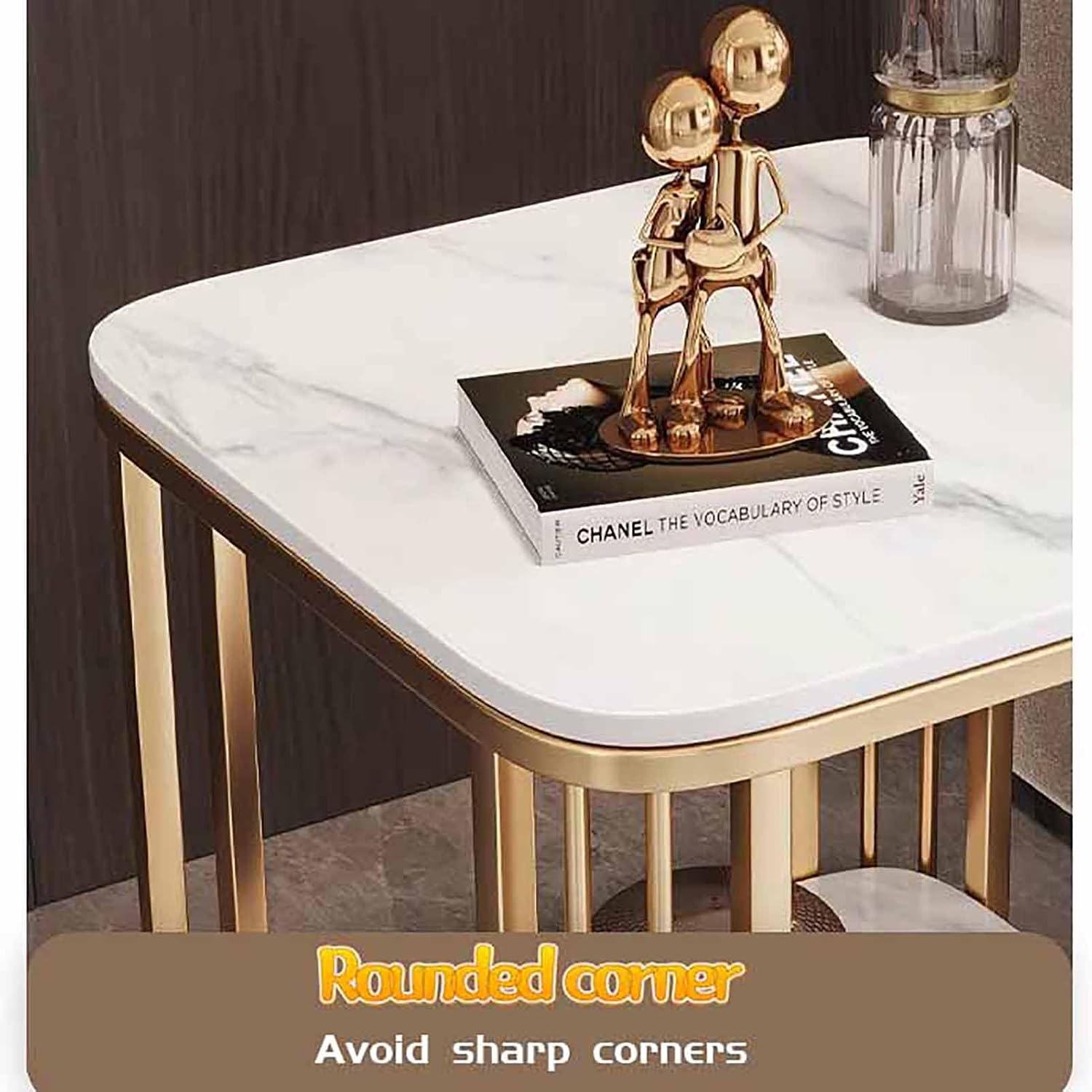 BK&MF Modern Small End Table with Metal Frame,Mobile 2 Tier Sofa Table Living Room Accent Table Narrow Bedside Storage Shelf for Bedroom, Small Spaces,D,80x40x55cm(31x16x22inch)