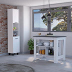 2-Piece Kitchen Set with Island and Pantry Cabinet | Includes 8 shelves and 2 drawers for organized storage