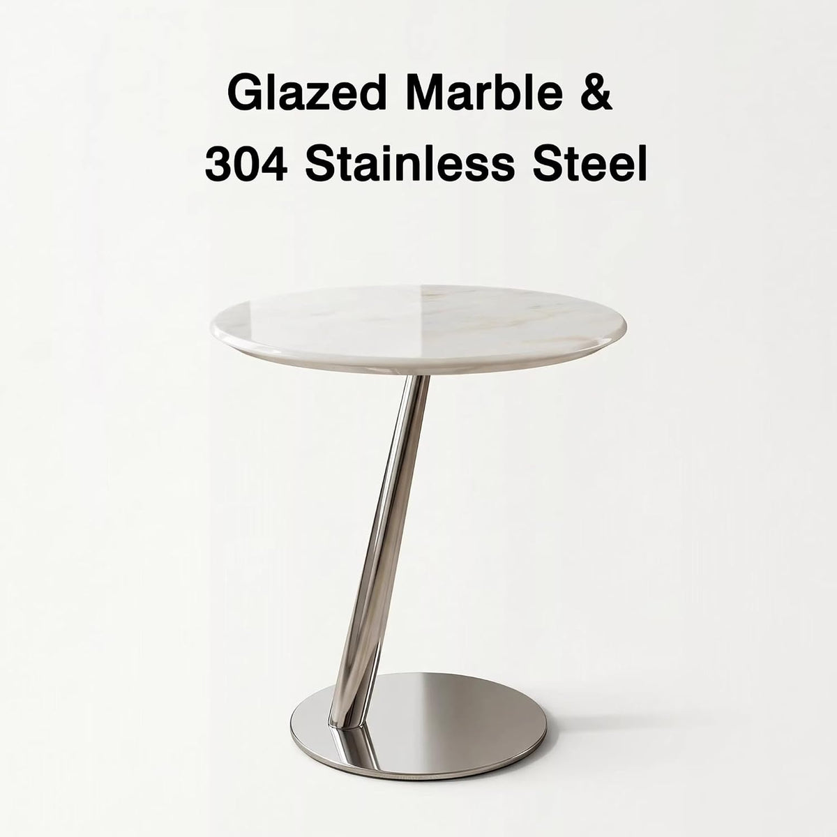 Round Marble Side Table – Modern Minimalist & Luxe Style – Suitable for Living Room, Sofa-Side, or Bedside Use