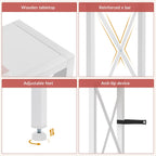 Gewudraw 70 in Skinny Sofa Table Behind Couch, Console Table with Oulets & USB Ports for Hallway, Entryway,Living Room, Bedroom, White