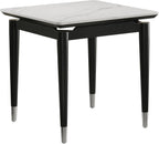 Furniture of America Miranda Modern Solid Wood 23.6-inch Square End Table with Sintered Stone Top, Silver-Capped Arrow Legs for Living Room, Black and White