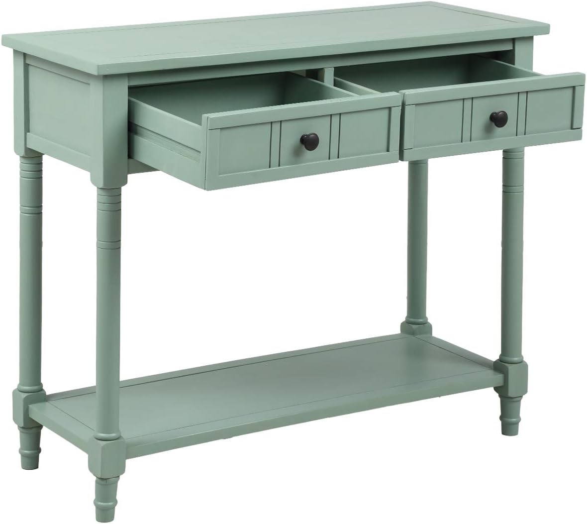 Knocbel Antique Entry Console Table with Drawers & Bottom Open Shelf, Wood Sofa Tables for Entryway Hallway Living Room, 35.43" W x 13.8" D x 30.25" H, Retro Blue