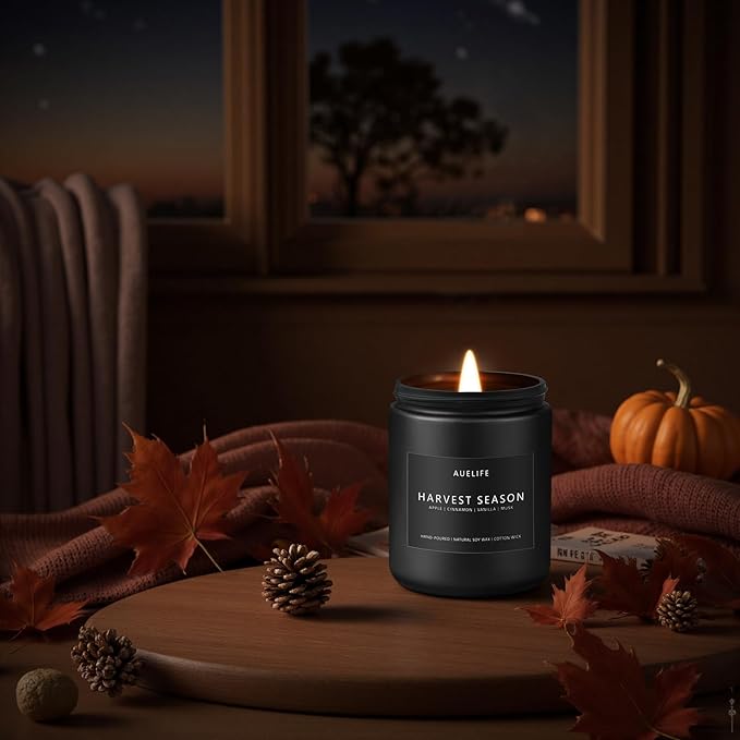 Fall Candle - Harvest Season Scented Candles, Fall Soy Candle for Home Decor, 7 oz Natural Soy Wax – Long-Lasting Autumn Candles, Aromatherapy Gift for Women & Thanksgiving, 7oz