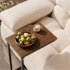 C-Shaped End Table,Small Side Tables for Sofa and Bedside，Sofa Table with Metal Frame for Sofa, Living Room, Bedroom, Office,Brown and Black