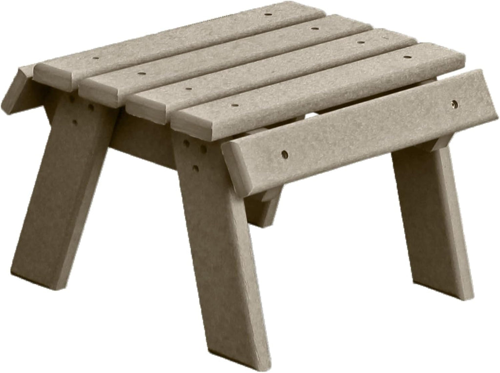 DutchCrafters Poly Outdoor Footstool - Amish Made Outdoor Furniture, Earth-Friendly, Recycled Plastic Patio & Balcony Furniture, Smooth & Durable, Stainless Steel Hardware, Easy Assembly (Weatherwood)