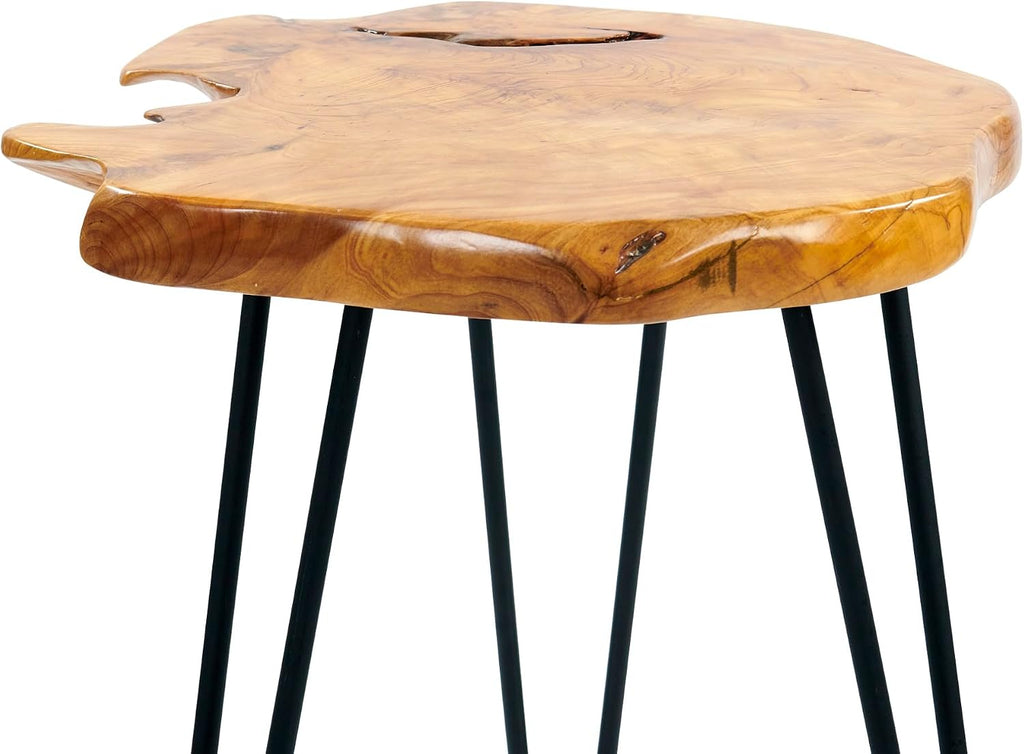 Greenage Cedar Roots Naturally Live Edge Side Table 16" x 14" x 21" Height Natural Wood End Table for Living Room Bedroom Home Decor Wooden Plant Stand