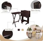 HomeStock Antique 5-Piece Solid Wood Folding Tray Table Set with Storage Stand 4 Durable TV Tables for Living Room or Snacks, 19" x 14.75" x 25.5" White