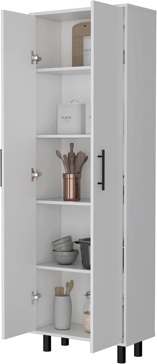 2 Door 5 Shelf Kitchen Pantry White
