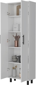 2 Door 5 Shelf Kitchen Pantry White