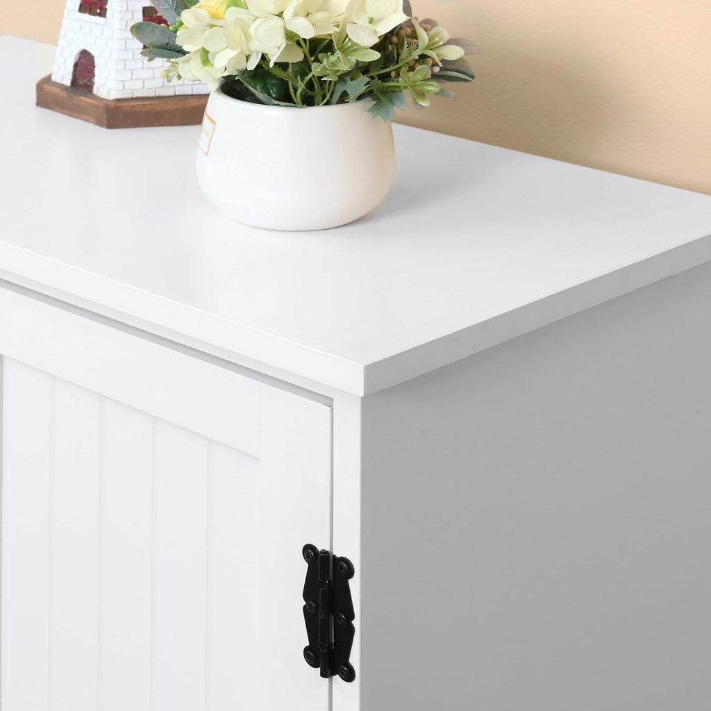 Farmhouse Kitchen Pantry Cabinet, 48.5" Tall Storage Organizer, White Cupboard