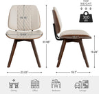 BV Dining Chairs Set of 2, PU Leather Armless Kitchen Chair in Modern Walnut Style, Mid Century Bentwood Side Chair with Wood Legs, Retro Accent Guest Chair for Kitchen Dining Room(Beige)