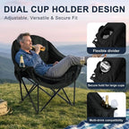 Oversized Camping Chairs for Adult - Heavy Duty Padded Portable Folding Chair XL Collapsible Camp Chair with Cup Holder Side Pocket for Outdoor Lawn Beach Sport Fishing Support 500LBS, Black