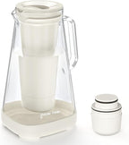 GLACIER FRESH Glass 10 Cup Water Pitcher with 1 Filter of 3X Flow Rate, 5-Stage Filtration Reduces 99% Chlorine and Improve Taste, Eco-Friendly, Bpa Free, White