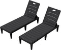 Greesum 2-Pack Adjustable Chaise Lounges, Black | 5-Pos Recline, Waterproof PP, UV-Resist, Easy-Clean, for Pool/Patio/Beach, Tool-Free