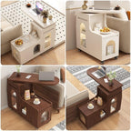 Swivel Trays Side Table with Storage, Mobile End Table on Lockable Wheels, Space-Saving Nightstand Coffee Table for Living Room, Bedroom(White,35.4x15.7x29.5in)