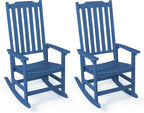 Outdoor Rocking Chairs Set of 2, Oversized All Weather High Back Porch Rocker, Patio Rockers for Outside