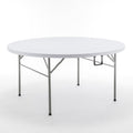 BTEXPERT 60 Inch Round Plastic Folding Table, Commercial Grade, Seats 8-10, Indoor Outdoor Banquet Wedding Party Event Dining White