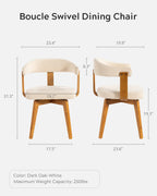 EYYTHUNG Swivel Dining Chairs Set of 2, Mid Century Modern Chenille Dining Chairs with Arms and Wood Legs,Upholstered Kitchen Chairs for Kitchen, Dining Room, Living Room, Beige and Dark Oak