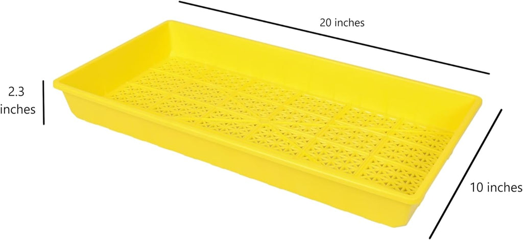 SUNPACK 10" x 20" Heavy Duty Mesh Plastic Seed Starting Tray, Yellow, 2.3" (Pack of 10) - Ensures Water Drainage and Aeration, Perfect for Greenhouses or Indoor Gardening
