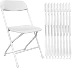 White Folding Chairs 10 Pack, Portable Party Chairs, Plastic Folding Chair,Stackable Commercial Seats with Steel Frame for Office Wedding Party Patio Dinning Events, 350lbs Capacity