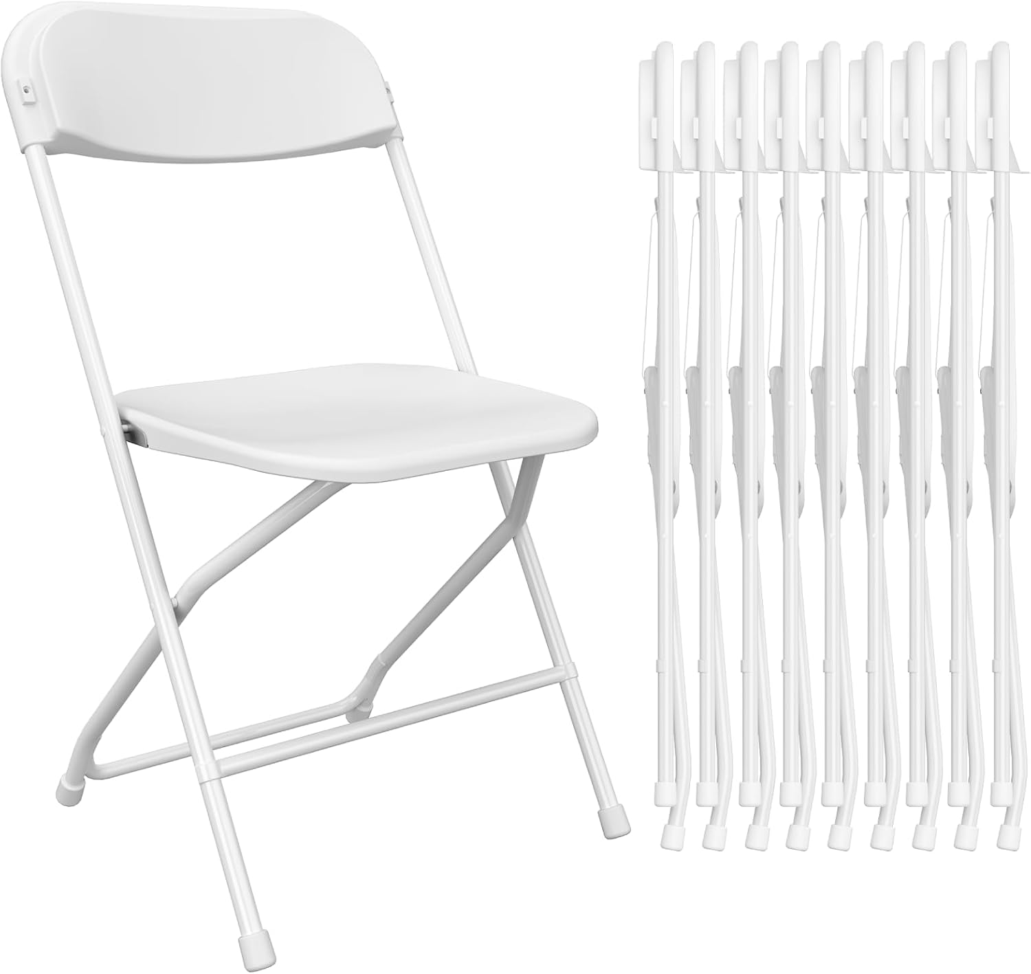 White Folding Chairs 10 Pack, Portable Party Chairs, Plastic Folding Chair,Stackable Commercial Seats with Steel Frame for Office Wedding Party Patio Dinning Events, 350lbs Capacity
