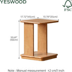 YESWOOD C Shaped End Table, Solid Wood Side Table, Small Rolling Side Table with 4 Lockable Wheels, 2-Tier Wood Bedside Table, End Tables Living Room, Bed Side Tables Bedroom, Home Office(19.69" H)