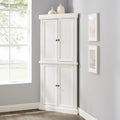 Maykoosh Tall Corner Pantry Cabinet - Modern Kitchen Storage, 2 Stackable Pantries, White, Space Saving