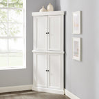 Maykoosh Tall Corner Pantry Cabinet - Modern Kitchen Storage, 2 Stackable Pantries, White, Space Saving