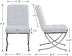 EALSON Modern Dining Chairs Set of 6, White Leather Upholstered Seater with Chrome Metal Legs and High Tufted Backs, Armless, for Dining Room/Kitchen/Restaurant Use