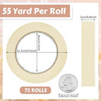 Masking Tape Bulk General Purpose Masking Painting Tape 55 Yards for Painting Home Office School Stationery Arts Crafts Basic Use, Easy Removal(72 Rolls,0.8 Inch)