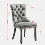 Dining Chairs Set of 2, Dining Chair with Velvet Upholstery Seat & Contoured Backrest, Solid Wood Living Room Chair with Nail Head Details, Hand-Made Pull-Up, Support up to 280 Lbs, Light Blue