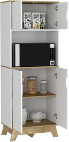 Microwave Tall Cabinet Wallas, Kitchen, Light Oak/White