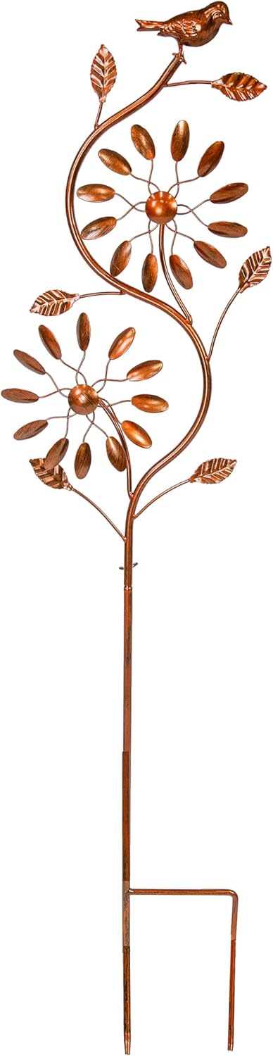 Sunnydaze Twirling Twigs Large Wind Spinners Outdoor for Garden - Spinner Yard Art with 2-Point Step-in Stake - 48" H