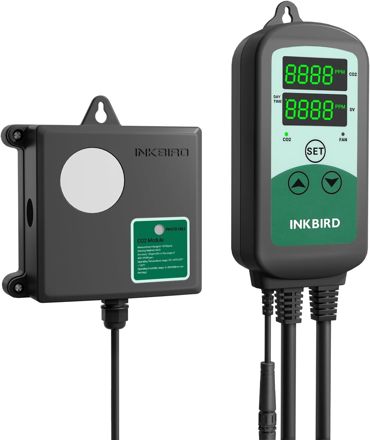 Inkbird ICC-510 CO2 Controller CO2 Meter Dual Plug Carbon Dioxide Controller Fit with CO2 Regulator and Inline Exhaust Fan for Grow Tent, Grow Room, Greenhouse, Grower