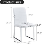 Modern Dining Chairs Set of 4, White Faux Leather Kitchen Chairs, Upholstered Armless Dining Room Chair with Silver Mental Legs Heavy Duty, Comfortable (White Chairs, Set of 4)