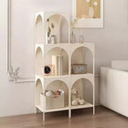 Side Table Freestanding Multi-Layer Storage Shelf Metal Bookshelf Minimalist Bookcase Display Stand for Living Room Office Home Furnishing(White,3 Tier)