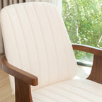 Mid Century Modern Dining Chairs, Swivel Dining Chairs with Arms Walnut | Natural Bentwood Frame, Faux Leather Upholstered Seat , Wooden Arms and Legs, Leather Swivel Chairs for Kitchen, Dining Room