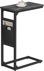 TUTOTAK C Shaped End Table, Side Table for Couch, Sofa Table with Storage Bag, TV Tray for Living Room, Bedroom, Charcoal Grey TB01BY082