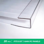 Polycarbonate Greenhouse Panels (U Connectors) - 20 Pieces, 2ft Length, Prevent Dust, Rain & Moisture from Getting into Twin-Wall Panels, Fits 4mm (0.15 in) Panels (U Connectors 4mm-2ft)