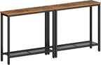 HOOBRO 29.5" Narrow Console Table, Set of 2, Small Entryway Table with Shelf, 2 Tier Thin Sofa Table, Behind Couch Table, Side Table, for Hallway, Living Room, Rustic Brown and Black BF74XGP201