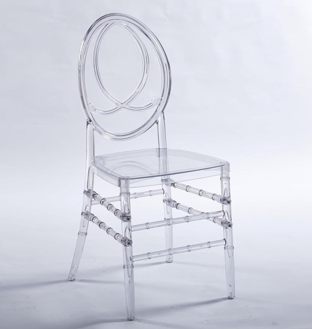 Clear Dining Chairs Set of 20, Stackable Plastic Kitchen Dining Room Chair, Modern Acrylic Ghost Chair, Crystal Chiavari Chairs High Back for Wedding Banquet Party Event Indoor(Oval)