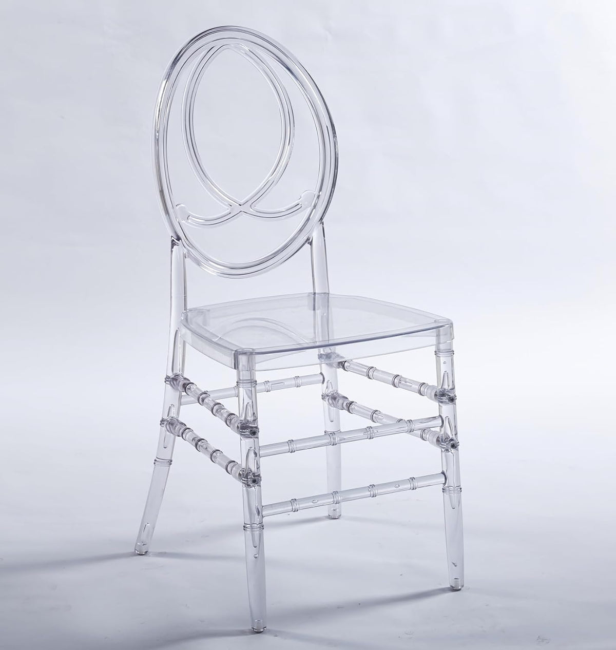 Clear Dining Chairs Set of 20, Stackable Plastic Kitchen Dining Room Chair, Modern Acrylic Ghost Chair, Crystal Chiavari Chairs High Back for Wedding Banquet Party Event Indoor(Oval)