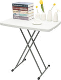 Adjustable Folding Laptop Table TV Tray, Multi-Functional Sturdy Durable Personal Table, No-Assembly Portable, for Home Office Writing, Picnic, Party, White