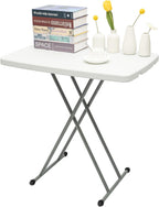 Adjustable Folding Laptop Table TV Tray, Multi-Functional Sturdy Durable Personal Table, No-Assembly Portable, for Home Office Writing, Picnic, Party, White